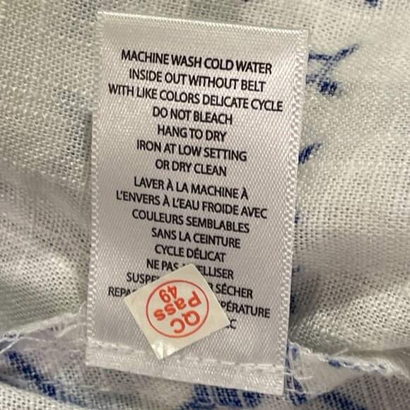 HAVER & BLAIR (NWT) Woven Wide Leg Pull On Crop Linen Blend Pants, BLU/WHT - M - Picture 8 of 8